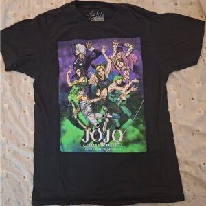 Ripple Junction Black Tee with Purple, Green & White JoJo Artwork